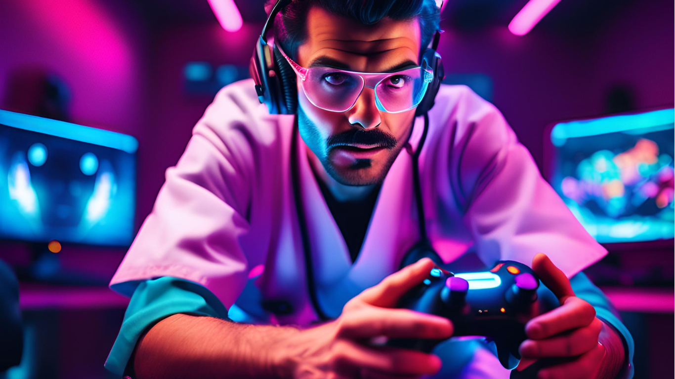 Ai generated image showing how gamers make better surgeons